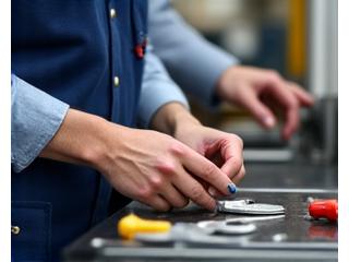 A service professional, like a plumber or electrician, at work with tools, representing service businesses.