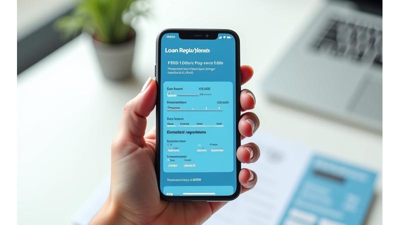 Smartphone displaying a QuidFlow repayment calculator interface with dynamic sliders and clear payment breakdown, illustrating ease of use.
