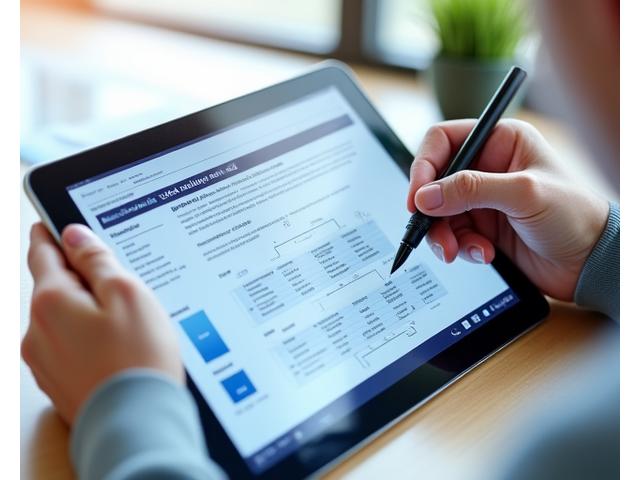 A person thoughtfully analyzing financial charts and a decision tree on a tablet, symbolizing careful loan consideration.