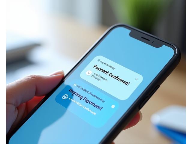 Smartphone displaying payment reminders and successful transaction notifications